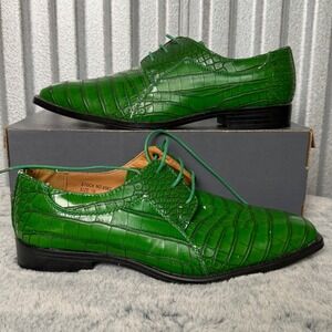 Roberto Chillini Status Men's Green Crocodile Embossed Dress Shoes Size 10